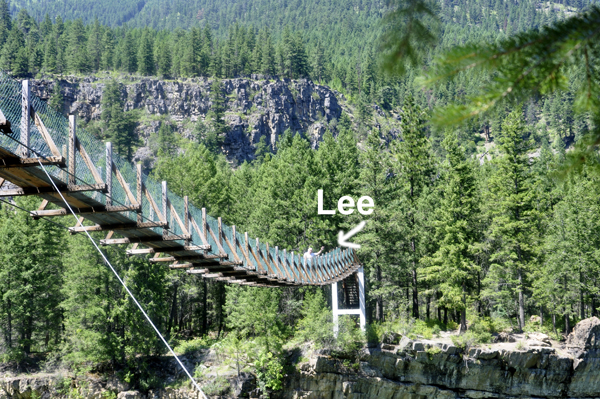 Lee Duquette on the swinging bridge