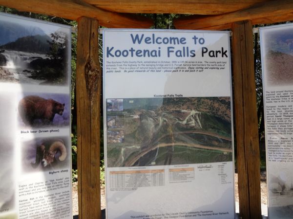 Welcome to Kootenai Falls Park sign