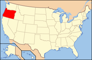 USA map showing location of Oregon