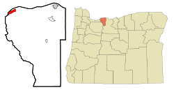 map of Oregon showing location of Cascade Locks