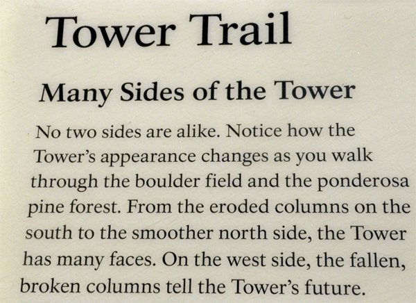 sign: no two sides are alike at Devils Tower