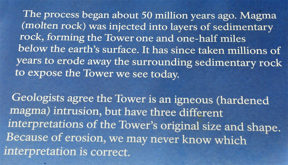 sign about how Devils Tower was formed