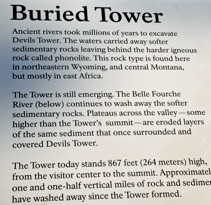 sign about the buried Devils Tower