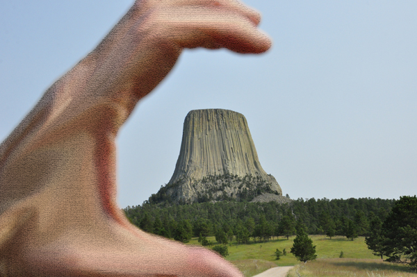 different perspective of Devils Tower