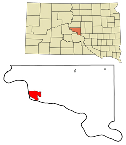 map of South Dakota showing location of Pierre