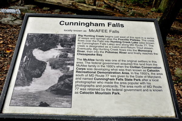 sign about Cunningham Falls