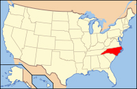 map of USA showing location of North Carolina