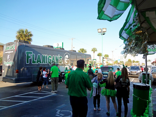 Flanigan's bus arrived