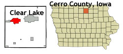 Cerro County Iowa map and Clear Lake