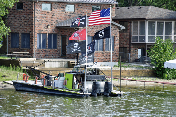 pirate flags on a boat