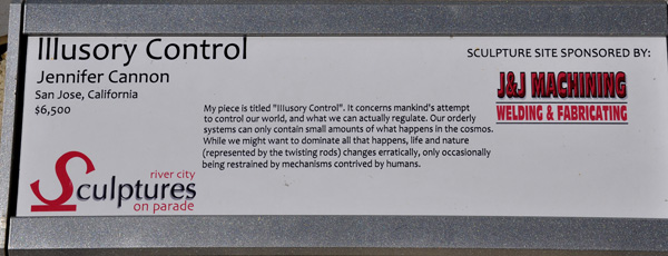 plaque for sculpture titled Illusory Control
