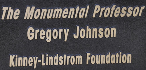 plaque for the Monumental Proffessor sculpture