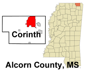 MS map showing location of Corinth