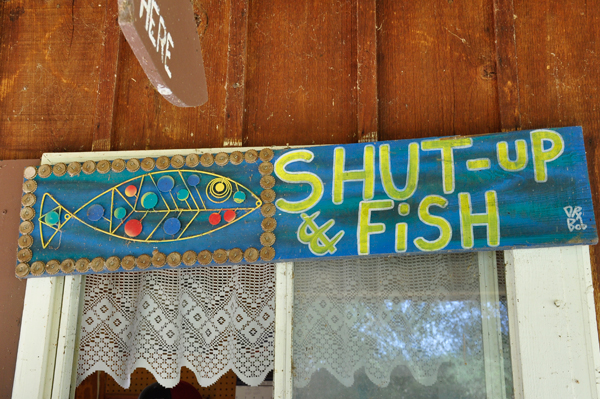 shut up and fish sign