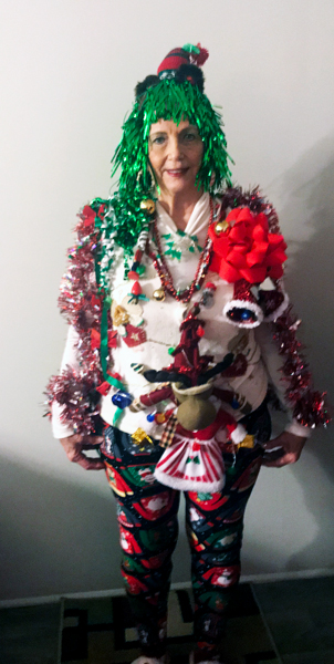Karen Duquette in an ugly sweater