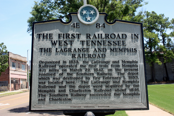 sign about the First Railroad in West Tennessee
