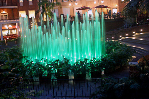 colorful waterfall inside the Gaylord Opryland Hotel