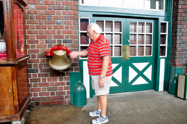 Lee ringing the very loud bell at Chattanooga Choo-Choo