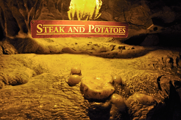 Steak and Potatoes waterfall in the cave of Ruby Falls