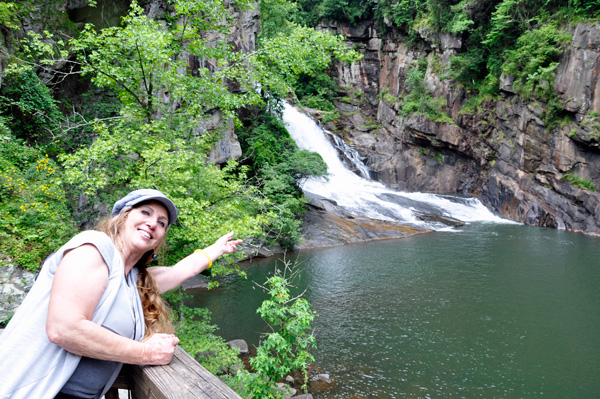 Karen Duquette enjoys the view of the Tallulah Falls