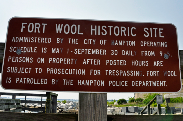 Fort Wool Historic Site informative sign
