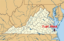 map of Virginia showing location of Fort Wool