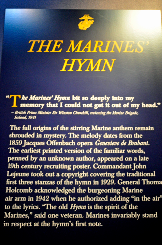 sign about The Marines' Hymn