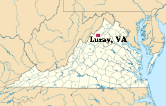 map of Virginia showing location of Luray
