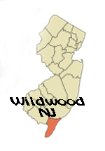 map of NJ showing location of Wildwood