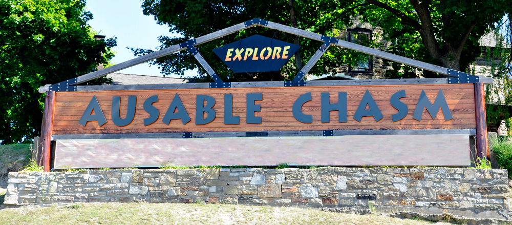 sign: explore Ausable Chasm