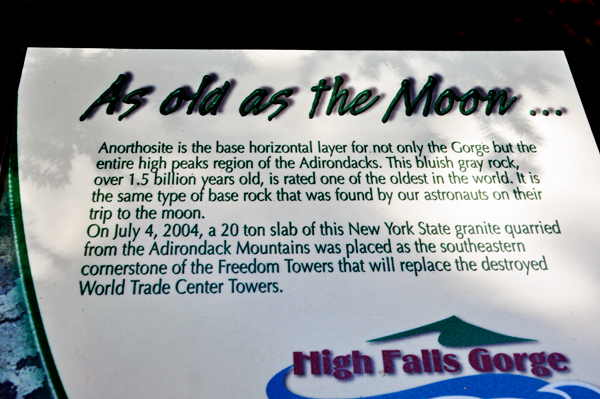 sign about the Anorthosite Boulder