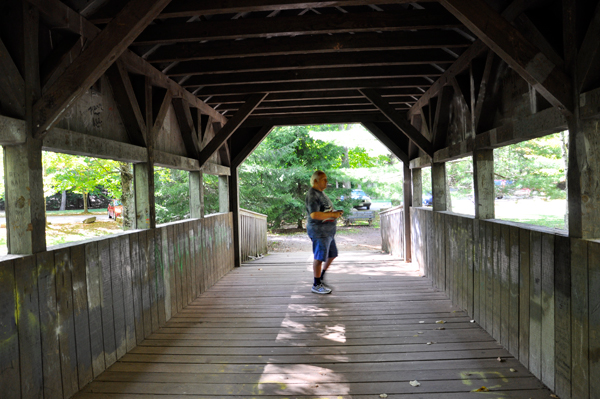 Lee Duquette on the covered bridge