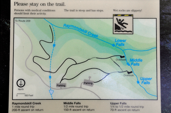 Raymondskill Falls trail map