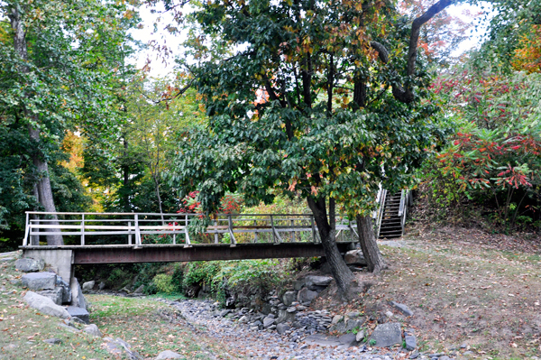a small bridge and lots of stairs