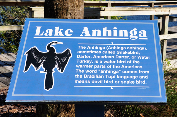 Lake Anhinga sign