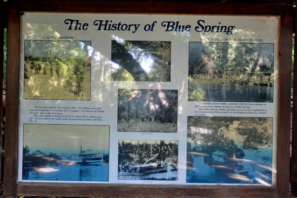 sign about the history of Blue spring