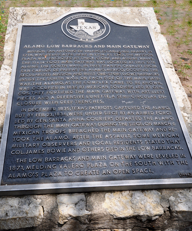 Alamo Low Barracks plaque