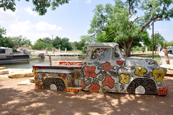 A truck decorated with ceramic tiles