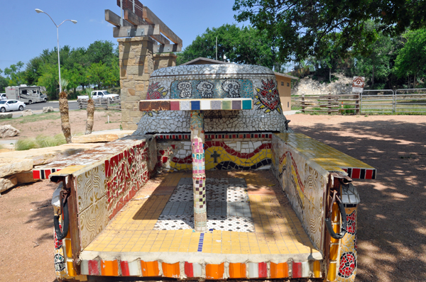 A truck decorated with ceramic tiles