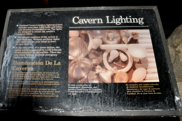 sign about cavern lighting