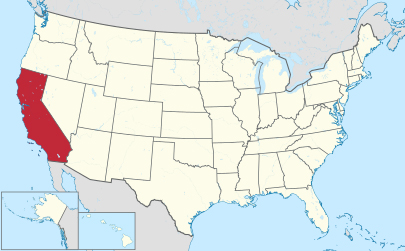 USA map showing location of California