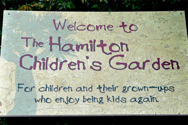 Welcome to The Hamilton Children's Garden sign
