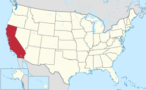 USA map showing locaition of California