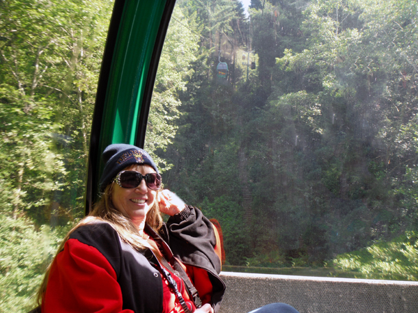Karen Duquette in the sky tram