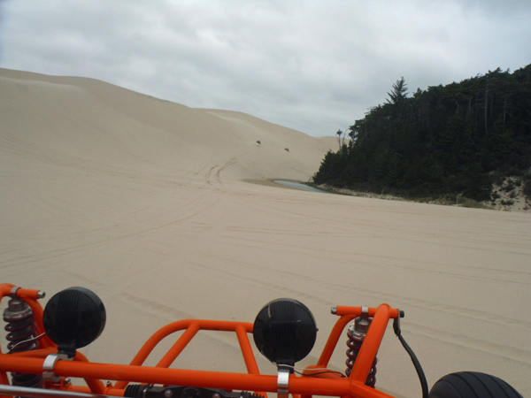 he blue and the yellow dune buggies are dots