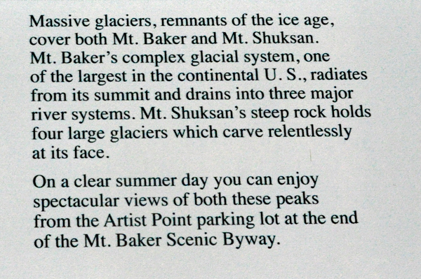 sign about glaciers at Mount Baker
