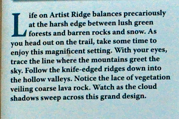 Artist Ridge Trail sign