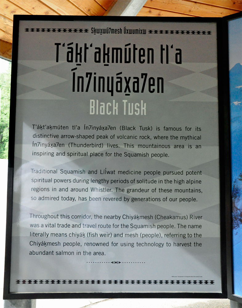informative sign about Black Tusk mountaiin