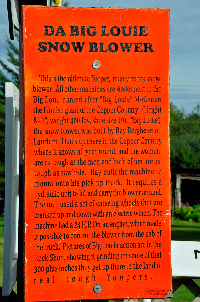 sign describing Da Big Louis Snowblower