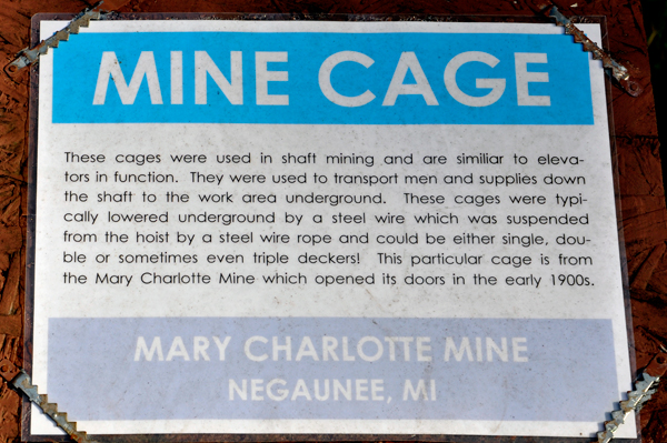 sign about the mine cage